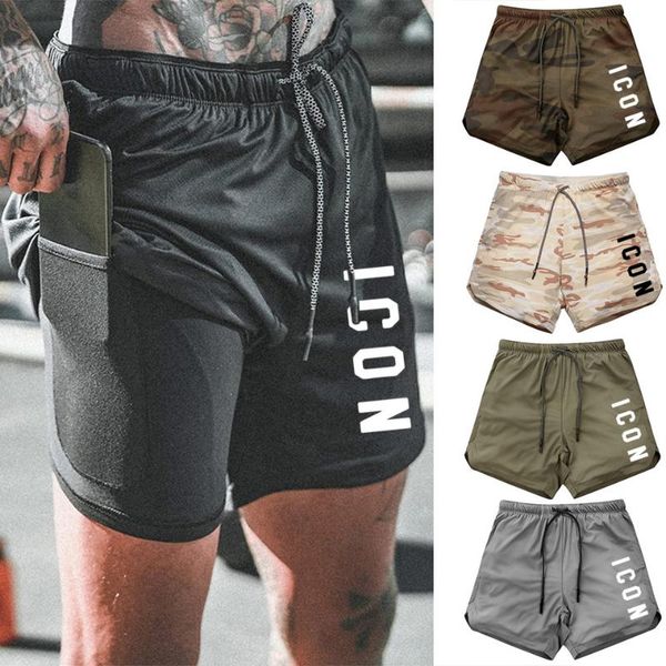 

men's shorts summer running men 2 in 1 sports jogging fitness training quick dry mens gym sport short pants, White;black