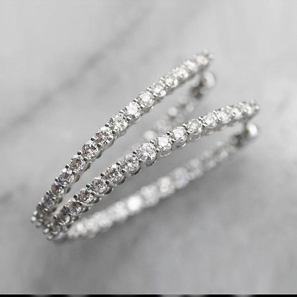 

dainty oval hoop earring for women micro paved cz stone luxury female engagement wedding party accessories trendy jewelry & huggie, Golden;silver