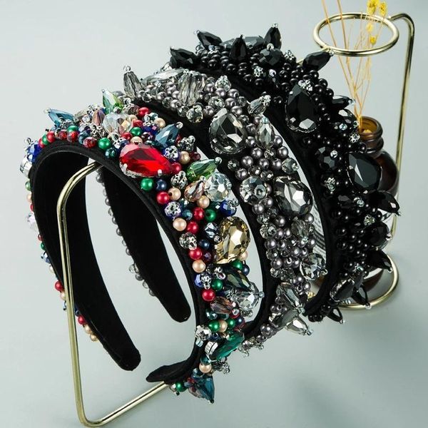 Buntes Strass-Stirnband für Damen, voller Kristall, Haarband, Haarschmuck für Braut, Barock, gepolstert, Hochzeit, Kopfschmuck, Großhandel