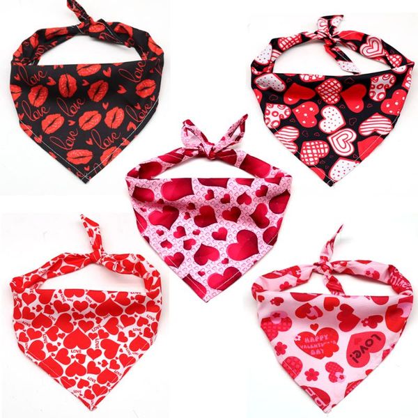 

dog apparel 50pcs bandana valentine's day pet supplies love bandanas scarf accessories polyester small puppy