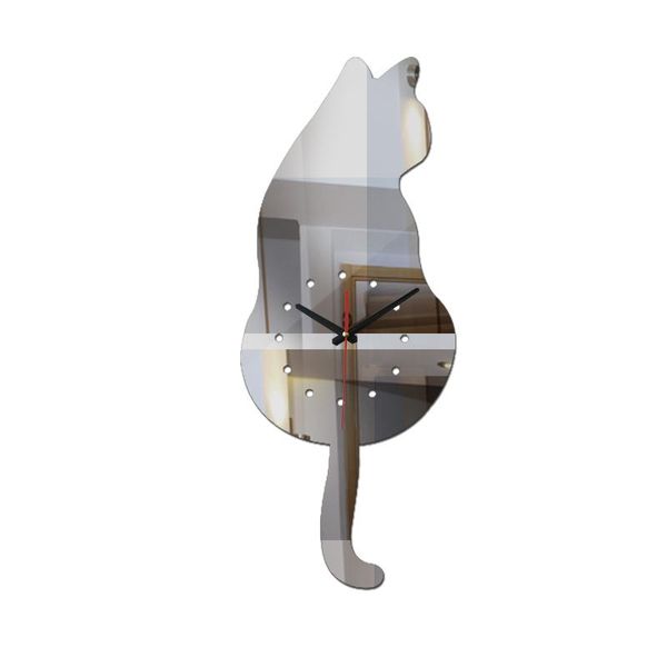 

wall clocks sale diy clock cat quartz watch acrylic mirror sticker home decoration living room still life stickers