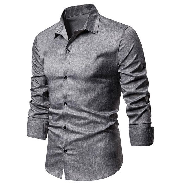 

men's casual shirts fashion brand shirt men camisa masculina 2021 autumn solid color mens button down dress formal business, White;black