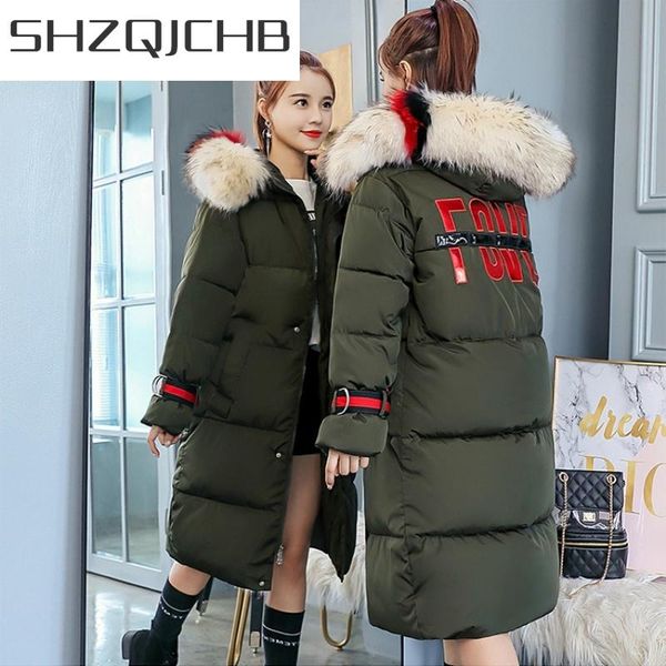 

winter jacket women plus size clothes korean fashion parkas color fur hooded coat thick down cotton padded lwl98 women's &, Black