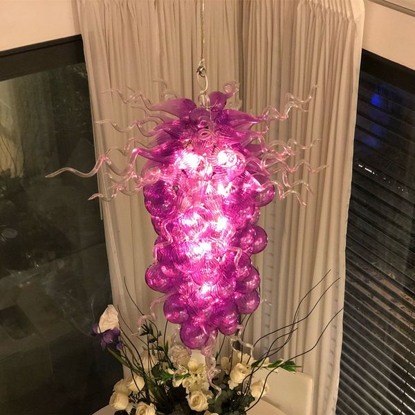 Moderne Pendelleuchten, romantische rosafarbene Kronleuchter aus mundgeblasenem Glas, Beleuchtung für Restaurant, Zuhause, Hotel, Hochzeit, Kunstdekoration, Blasenlichter, 60 x 120 cm