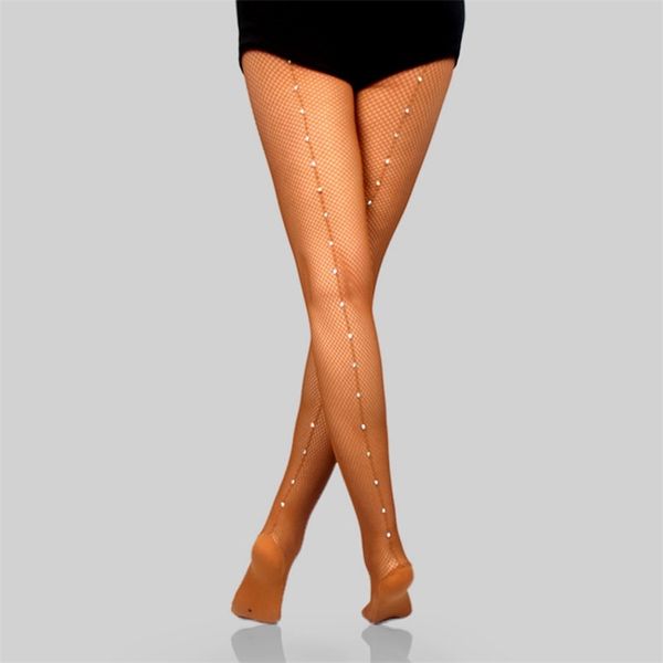 

latin tight professional fishnet tights ballroom&latin dance hard yarn elastic stockings back line pantyhose 211204, Black;white