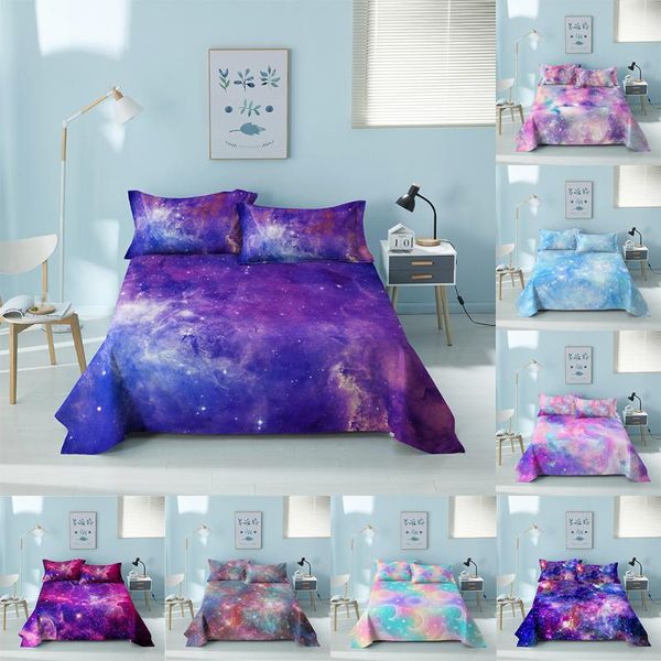 

sheets & sets 3 piece bed sheet set 3d starry sky printed polyester and cases galaxy design bedding flat home textile