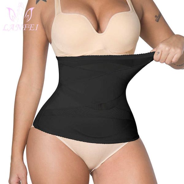 

lanfei belly compression tummy control belt women weight loss slimming seamless girdle waist trainer cinchers corset underwear 210708, Black;white