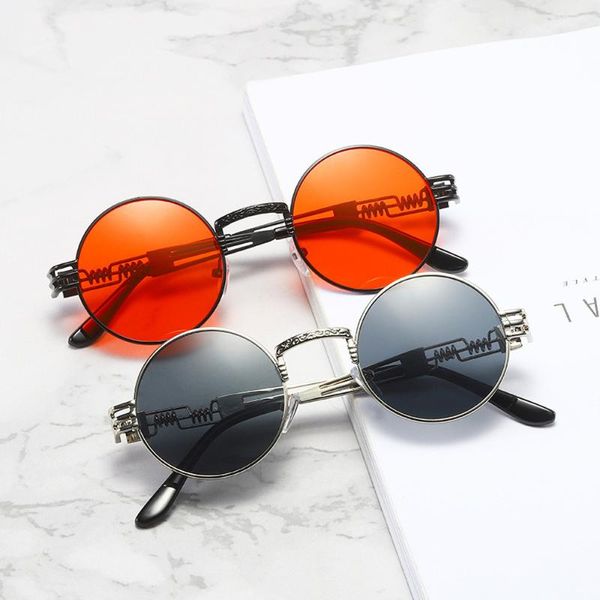 

sunglasses personality glasses legs retro men women gothic steampunk vintage metal round sun eyewear uv400, White;black