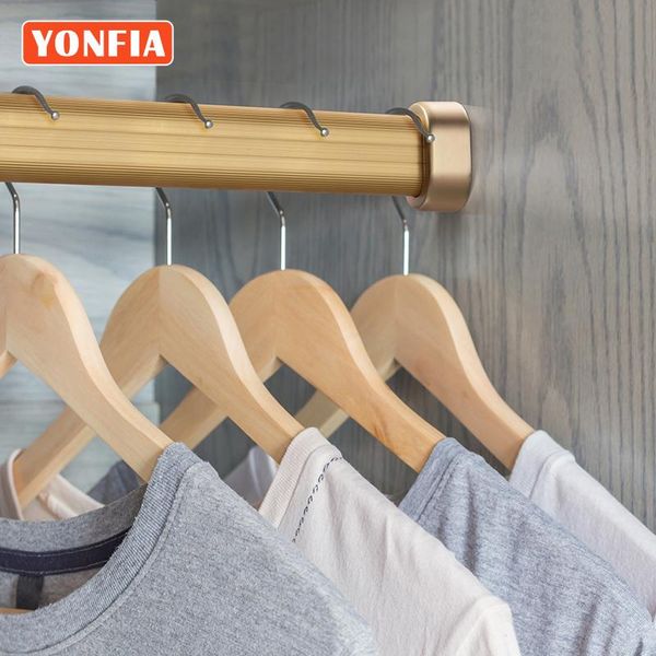 

hangers & racks yonfia 3677 gold aluminium alloy profile clothes organizer rack rails wardrobe closet hanger clothing rod for pants