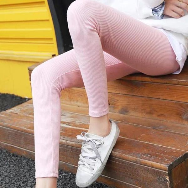 

women's leggings m-xxl warm winter ribbed for women high waist cotton fitness basic pants casual spring all-match legg l8f6, Black
