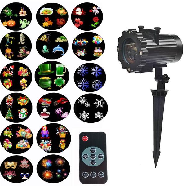 

lawn lamps 16 pattern lens projector light white led for square garden halloween christmas lights with remote control projection film lamp