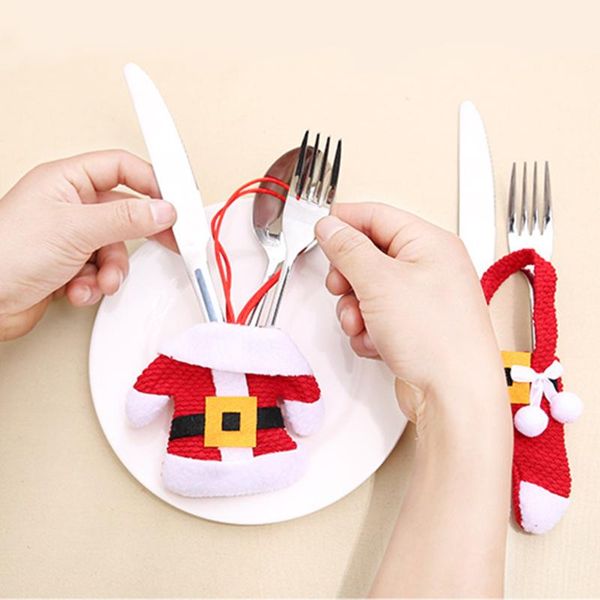 

mats & pads 2pcs/set christmas table decor silverware cutlery tableware holder pocket santa suit gift 2021 year bag 2