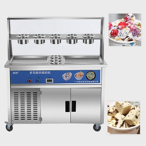 

ice cream making machine double square pans thailand roll fried cold pan