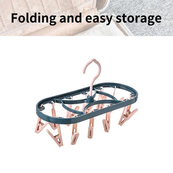 

hangers & racks plastic foldable clip space saving indoor socks drying rack laundry drip hanger with 12 clips for home balcony