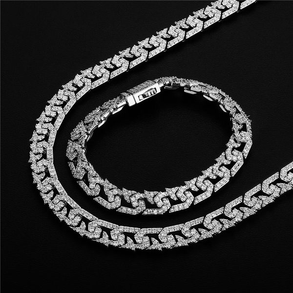 Nuovi disegni 10mm Larghezza Placcato oro di alta qualità Blingbling CZ Diamond Stone Miami Collana a catena cubana Bracciale per uomo Donna Catene Hip Hop