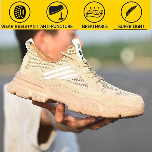 

men shoes sneakers work men's anti-smashing protective breathable summer non-slip women safety, Black