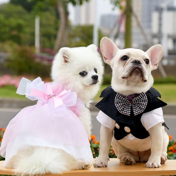 

dog apparel wedding shirt dress suit gentleman clothing princess set for small medium pet cat bowtie outfit puppy party costume