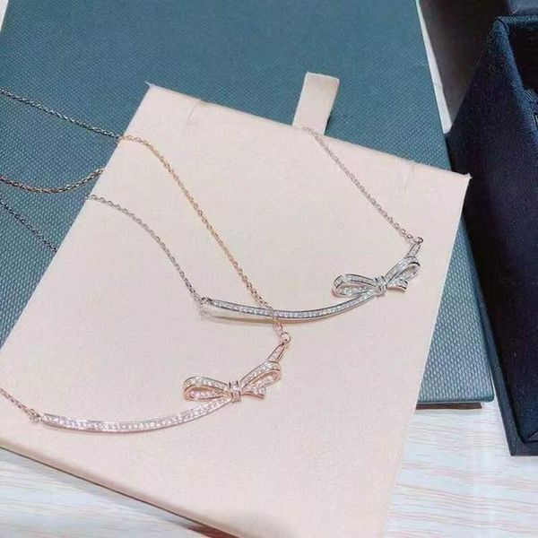 

chains smile bow necklace bone chain sweet niche design trendy women's jewelry christmas gift, Silver