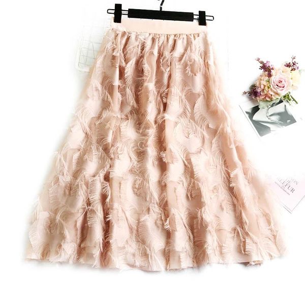 

skirts 1 pcs women lady skirt solid color high waist feather elasticity fashion for party 88, Black