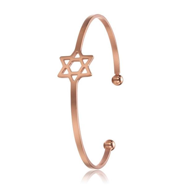 

style hexagram women bracelet stainless steel rose golden color silver personality gift for birthday anniversary bangle, Black