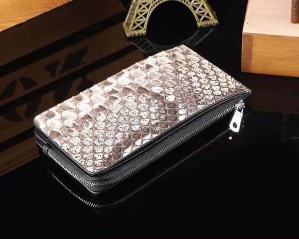 

wallets 100% genuine snake/python skin back tail leather bank card holder with lots od slots zipper coin pocket 3 fold, Red;black