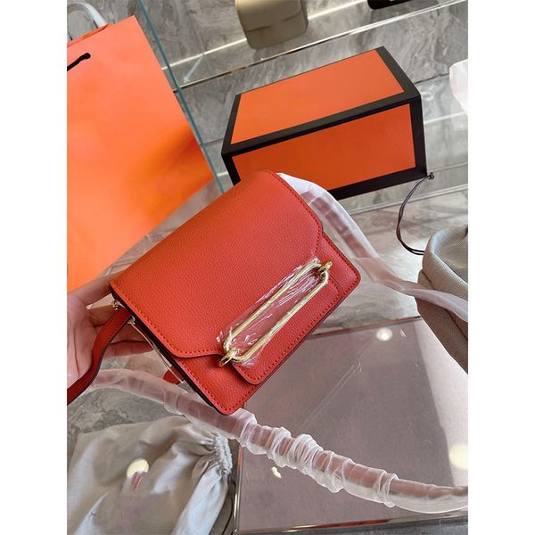 

designer calfskin pig nose bag orange fashion simple casual female bag shoulder messenger bag