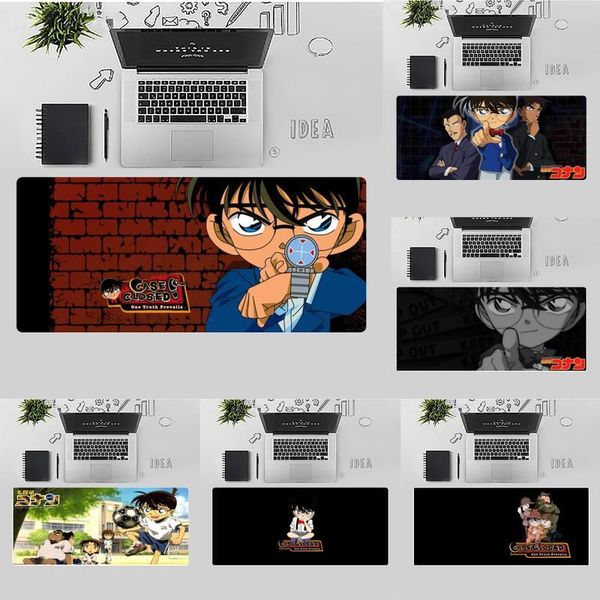 

mouse pads & wrist rests detective conan cartoon locking edge pad game desk table office gamer large mats non-slip lapcushion