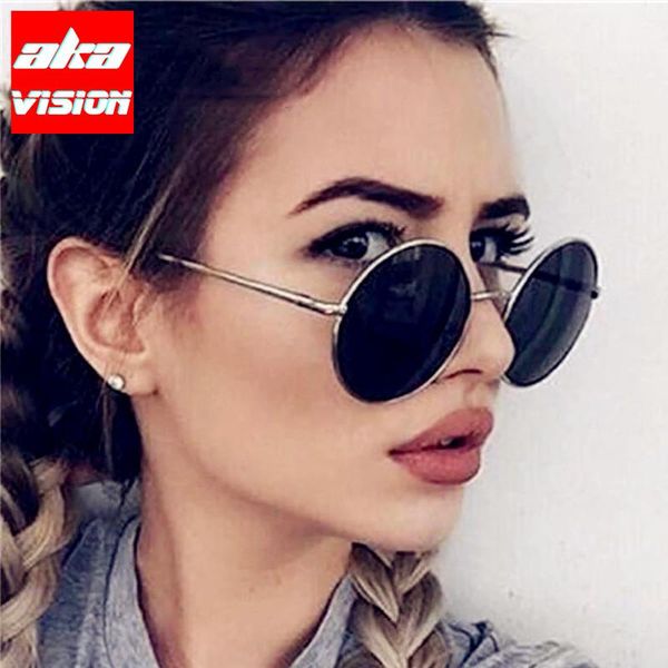 

sunglasses aka vision fashion round frame vintage small face women/men glasses candy-colored ocean shopping lunette de soleil, White;black