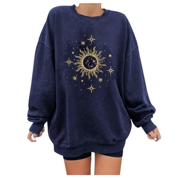 

women's hoodies & sweatshirts womens casual autumn sweatshirt sun printed fashion female o-neck long sleeve harajuku pullover clothes s, Black