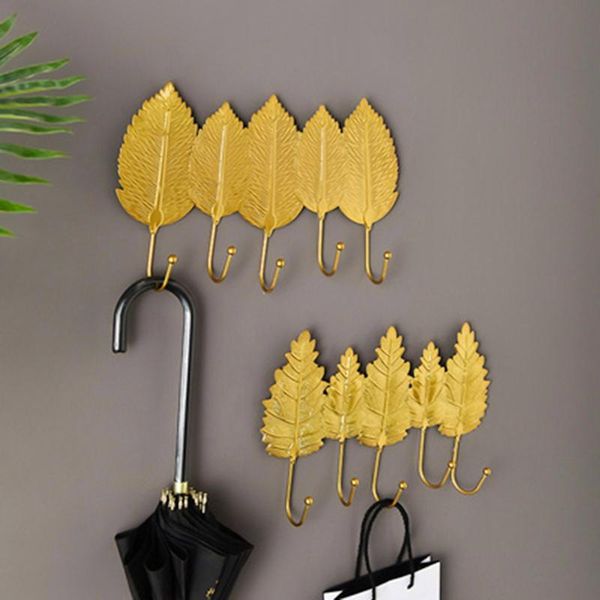 

hooks & rails nordic gold metal leaves hook creative modern art hanging ornament home decoration accessories desktop
