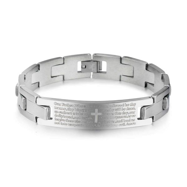 

bracelet trend bible prayer stainless steel bracelet adjustable cross men's bracelet, Golden;silver
