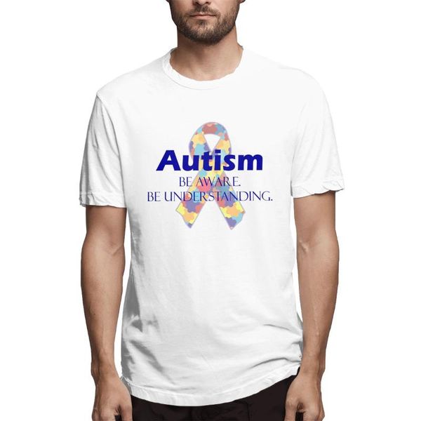 

men's t-shirts autism anime be aware understanding graphic tee short sleeve t-shirt cotton funny, White;black