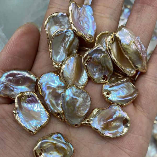 

charms natural freshwater pearl pendant irregular shape necklace for jewelry making diy size 18-25mm, Bronze;silver