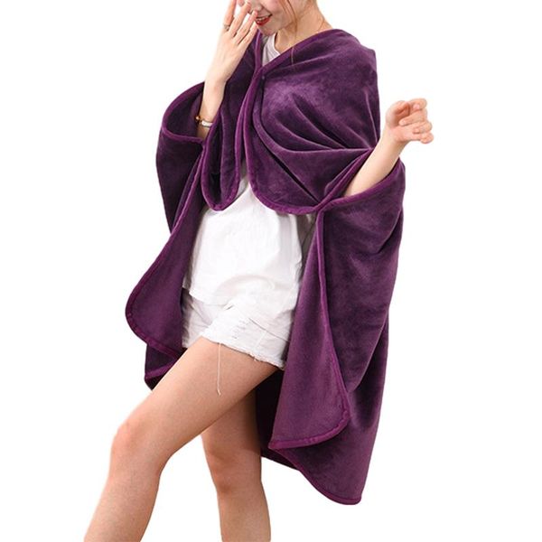 

blankets afternoon nap flannel solid color cloak blanket wraps home sleeping office multifunctional windproof button cover