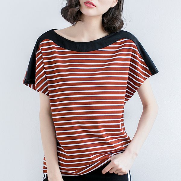

women's t-shirt plus size tshirt female striped t women cotton woman summer new fashion womens clothing tee femme d9gb, White