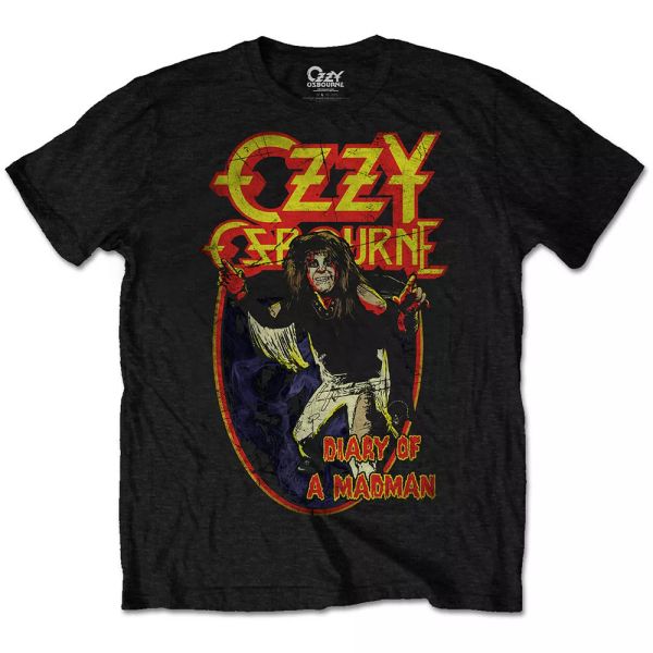 

ozzy osbourne t shirt diary of a mad man official mens tee black sabbath, White;black
