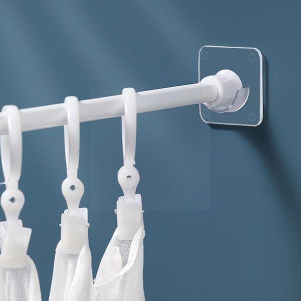 

hooks & rails 2 pieces of punch-strong rod holder curtain adjustable bracket self-adhesive transparent hook wall d3v2