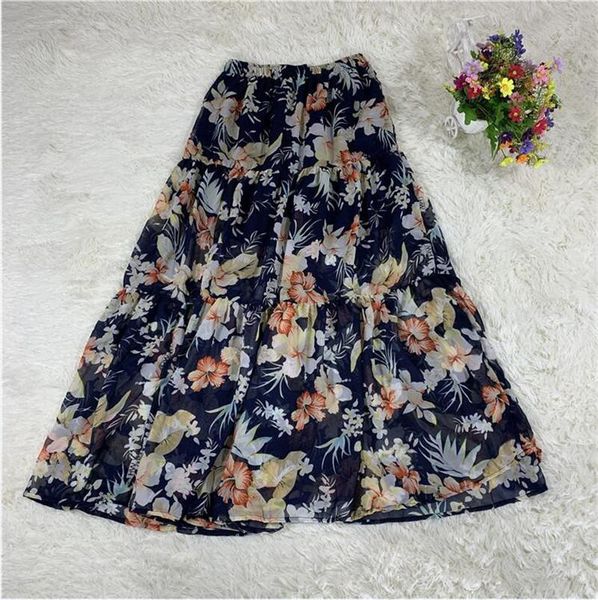 

plus size pants print ruffles long skirts ladies elastic bottoms l-6xl 7xl elegant female 2021 spring summer tide clothes, Black