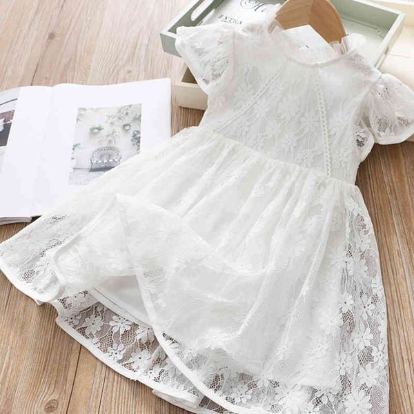 

sleeveless summer girls dresses embroidered kids birthday princess dress lace floral children clothes 210515, Red;yellow