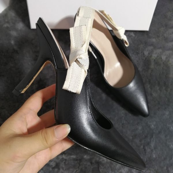 

high heel sandals women embroidered ballerina shoe fashion flat bow j'a slingback pumps luxury brand ladies office party wedding dress, Black