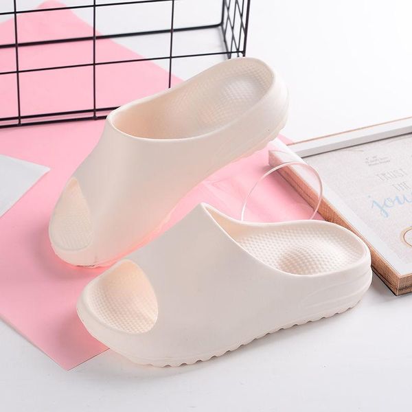 

slippers lisapie men and women couple thicken summer 2021 female solid color home indoor shoes serrated edge breathable slides, Black
