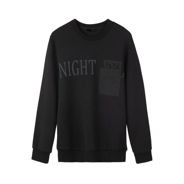 

men's hoodies & sweatshirts votsein smart business printing night gel with unique pocket long sleeve crew neck simple pullovers, Black