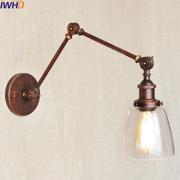 

wall lamp wrought iron vintage swing long arm sconce bathroom light home lighting fixtures applique murale luminaire moderne