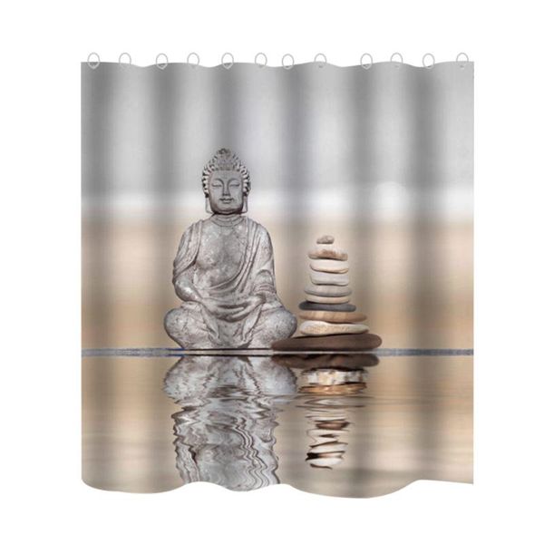 

polyester shower curtain waterproof buddhakaya printed partition practical bathroom bathing for use curtains