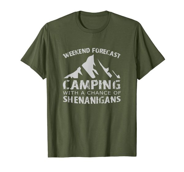 

camping with a chance of shenanigans t-shirt, White;black