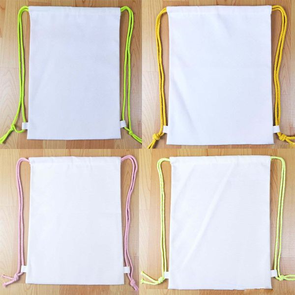 

5pcs stuff sacks sublimation diy white blank drawstring backpack bag mix color