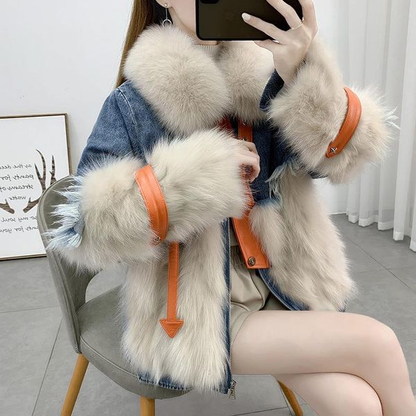 

women's fur & faux 2021 short coat women winter warm collar natural mink jacket lady patchwork overcoats luxury clothes, Black