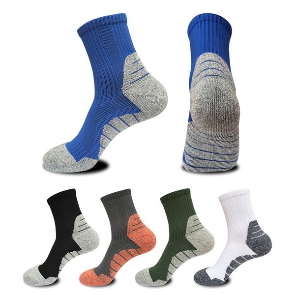 

new products cotton sports tube socks autumn and winter foot terry thickened upper elastic reinforcement outdoor for running basketball cycl, Black