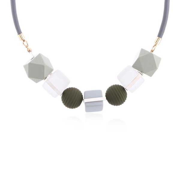 

pendants women necklace statement necklaces colorful wood beads jewelry, Black