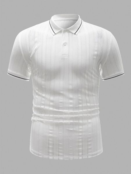 

men contrast binding polo shirt y7wt#, White;black